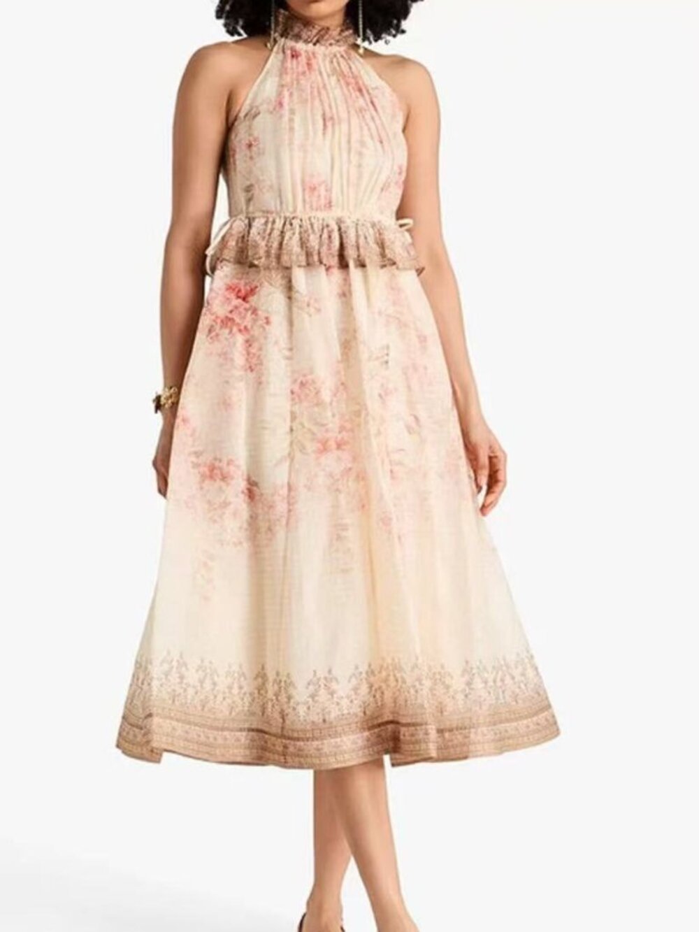Zimmermann Cream Dress with Blush Floral Print